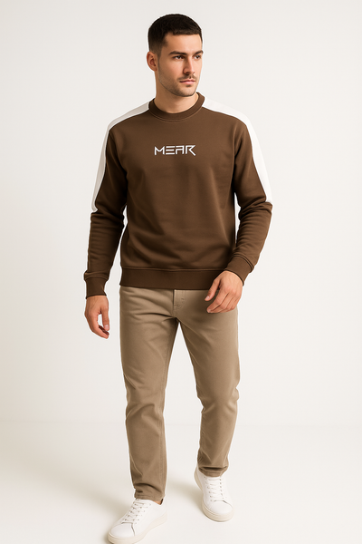 Otter Brown Sweatshirt for Men – 240 GSM, Temperature-Control Fabric, Breathable & Soft Feel | Full Sleeves, Regular Fit