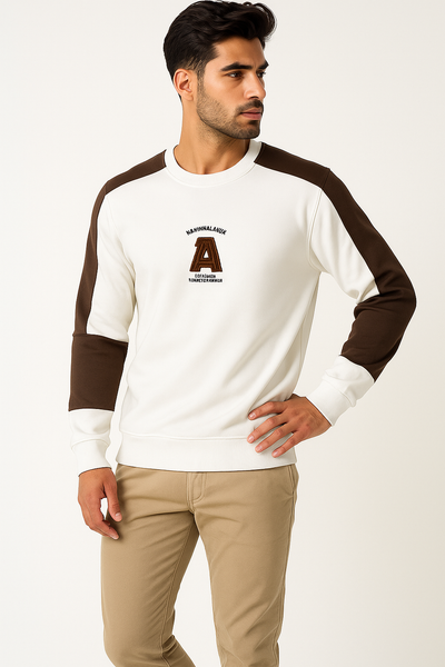 Glacier Tone Catskill White Sweatshirt – 240 GSM Breathable Cotton Blend, Soft Feel, Temperature Control | Men’s Full Sleeve Winter Pullover
