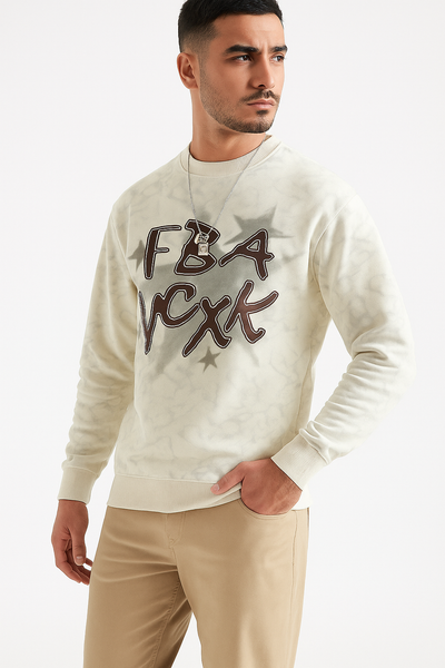 Chrome White Sweatshirt  240 GSM, Temperature-Control Fabric, Breathable & Soft Feel | Full Sleeves Regular Fit Winter Layer