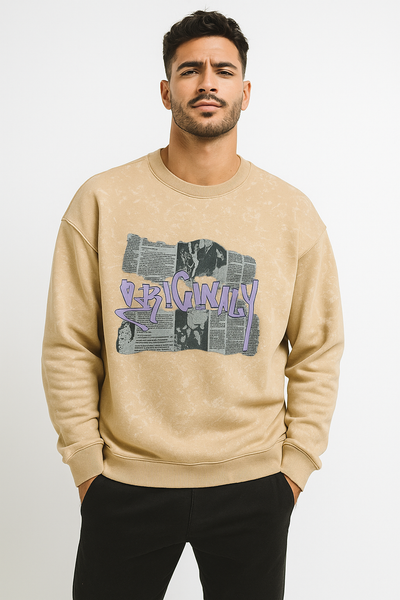 SunClay Deep Peach Sweatshirt – 240 GSM Soft Cotton Blend, Temperature-Control & Breathable | Men’s Full Sleeve Minimal Pullover