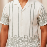 Inkwash White Printed Shirt – Cotton, Temperature Control & Breathable Fabric, Half Sleeves | Stylish Casual Shirt for Men