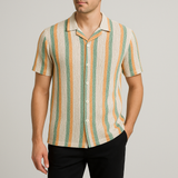 BohoWave Multicolor Crochet Shirt – Cotton, Breathable & Temperature-Control Fabric Half Sleeves | Vibrant Statement Shirt for Men