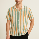 BohoWave Multicolor Crochet Shirt – Cotton, Breathable & Temperature-Control Fabric Half Sleeves | Vibrant Statement Shirt for Men