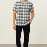 MonoGrid Black & White Crochet Shirt – Cotton, Breathable & Temperature-Control Fabric, Half Sleeves | Monochrome Statement Shirt for Men