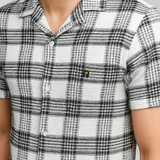 MonoGrid Black & White Crochet Shirt – Cotton, Breathable & Temperature-Control Fabric, Half Sleeves | Monochrome Statement Shirt for Men