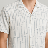 Whiteluxe Self-Stripe Shirt – Cotton, Breathable & Temperature-Control Fabric, Half Sleeves | Elegant Textured White Shirt for Men