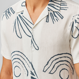 ChatterWhite Printed Shirt – Cotton, Breathable & Temperature-Control Fabric, Half Sleeves, Cuban Collar Shirt for Men