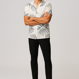 ChatterWhite Printed Shirt – Cotton, Breathable & Temperature-Control Fabric, Half Sleeves, Cuban Collar Shirt for Men