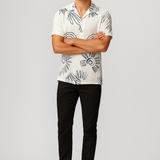 ChatterWhite Printed Shirt – Cotton, Breathable & Temperature-Control Fabric, Half Sleeves, Cuban Collar Shirt for Men