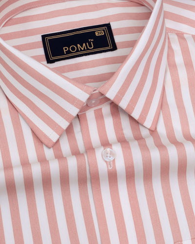 BlushBay Oriental Pink Stripe Shirt – Giza Cotton, Regular Fit, Full Sleeves | Soft Formal-Casual Men’s Shirt