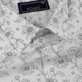 Thunder Black Floral Shirt for Men – Giza Cotton, Dobby Print, Premium Regular Fit, Full Sleeves | Bold & Elegant Evening Wear