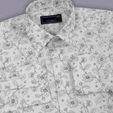Thunder Black Floral Shirt for Men – Giza Cotton, Dobby Print, Premium Regular Fit, Full Sleeves | Bold & Elegant Evening Wear