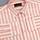 RoseForge Copper Rose Striped Shirt – Giza Cotton, Regular Fit, Full Sleeves | Men’s Refined Casual & Office Shirt