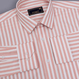 BlushBay Oriental Pink Stripe Shirt – Giza Cotton, Regular Fit, Full Sleeves | Soft Formal-Casual Men’s Shirt