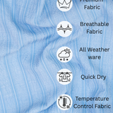 Young Blue Textured Stripe Shirt – Young Blue Giza Cotton, Regular Fit, Full Sleeves | Men’s Premium Everyday Wear