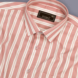 RoseForge Copper Rose Striped Shirt – Giza Cotton, Regular Fit, Full Sleeves | Men’s Refined Casual & Office Shirt