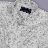 Thunder Black Floral Shirt for Men – Giza Cotton, Dobby Print, Premium Regular Fit, Full Sleeves | Bold & Elegant Evening Wear