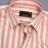 RoseForge Copper Rose Striped Shirt – Giza Cotton, Regular Fit, Full Sleeves | Men’s Refined Casual & Office Shirt