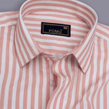 BlushBay Oriental Pink Stripe Shirt – Giza Cotton, Regular Fit, Full Sleeves | Soft Formal-Casual Men’s Shirt