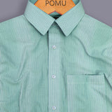 Verdance Cactus Green Striped Shirt – Giza Cotton, Regular Fit, Full Sleeves | Men's Smart Casual Cotton Shirt