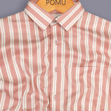 RoseForge Copper Rose Striped Shirt – Giza Cotton, Regular Fit, Full Sleeves | Men’s Refined Casual & Office Shirt