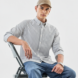 CloudForm Steam White Striped Shirt – Giza Cotton, Regular Fit, Full Sleeves | Men’s Classic Office & Casual Wear