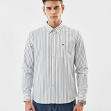 CloudForm Steam White Striped Shirt – Giza Cotton, Regular Fit, Full Sleeves | Men’s Classic Office & Casual Wear
