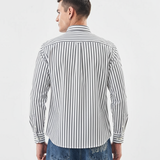 CloudForm Steam White Striped Shirt – Giza Cotton, Regular Fit, Full Sleeves | Men’s Classic Office & Casual Wear