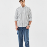 CloudForm Steam White Striped Shirt – Giza Cotton, Regular Fit, Full Sleeves | Men’s Classic Office & Casual Wear