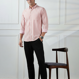RoseForge Copper Rose Striped Shirt – Giza Cotton, Regular Fit, Full Sleeves | Men’s Refined Casual & Office Shirt