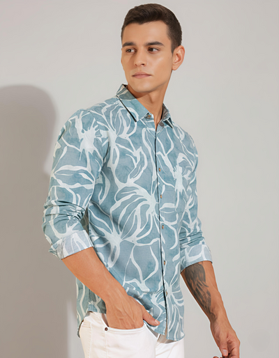 MistMint Pastel Green Club Shirt – Viscon Nylon Blend, Regular Fit, Full Sleeves | Soft Party-Ready Men’s Shirt