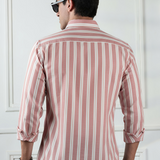 RoseForge Copper Rose Striped Shirt – Giza Cotton, Regular Fit, Full Sleeves | Men’s Refined Casual & Office Shirt