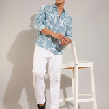 MistMint Pastel Green Club Shirt – Viscon Nylon Blend, Regular Fit, Full Sleeves | Soft Party-Ready Men’s Shirt