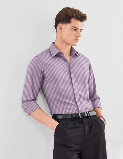 AlpineBlush Mountain Pink Shirt – Giza Cotton, Regular Fit, Full Sleeves | Soft Solid Shirt for Men