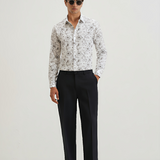 Thunder Black Floral Shirt for Men – Giza Cotton, Dobby Print, Premium Regular Fit, Full Sleeves | Bold & Elegant Evening Wear