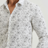 Thunder Black Floral Shirt for Men – Giza Cotton, Dobby Print, Premium Regular Fit, Full Sleeves | Bold & Elegant Evening Wear