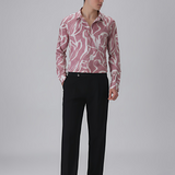 Raspberry Pink Clubwear Shirt for Men – Glossy Viscon Nylon Blend, Full Sleeves, Regular Fit | Bold Party-Ready Style