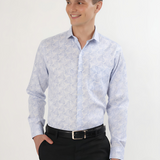 Sky Blue Floral Print Shirt – Regular Fit Full Sleeve