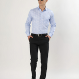 Sky Blue Floral Print Shirt – Regular Fit Full Sleeve