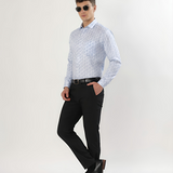 Sky Blue Floral Print Shirt – Regular Fit Full Sleeve