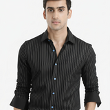 Midnight Stripes – Black & White Cotton Shirt
