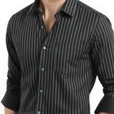 Midnight Stripes – Black & White Cotton Shirt