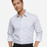 Gray Floral Print Cotton Shirt Full Sleeve  Regular Fit Shirt