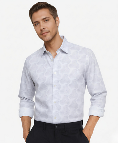 Gray Floral Print Cotton Shirt Full Sleeve  Regular Fit Shirt