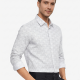 Gray Floral Print Cotton Shirt Full Sleeve  Regular Fit Shirt