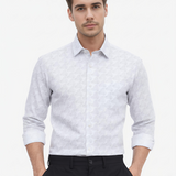 Gray Floral Print Cotton Shirt Full Sleeve  Regular Fit Shirt