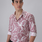 Raspberry Pink Clubwear Shirt for Men – Glossy Viscon Nylon Blend, Full Sleeves, Regular Fit | Bold Party-Ready Style