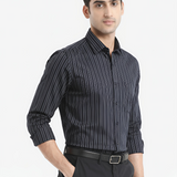Midnight Stripes – Black & White Cotton Shirt
