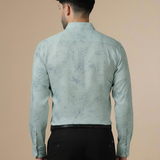 Leaf Bloom Mist Green Printed Shirt – Full Sleeves, Regular Fit | Soft Cotton Casualwear for Men