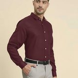 Solid Maroon Cotton Shirt – Regular Fit Full Sleeves